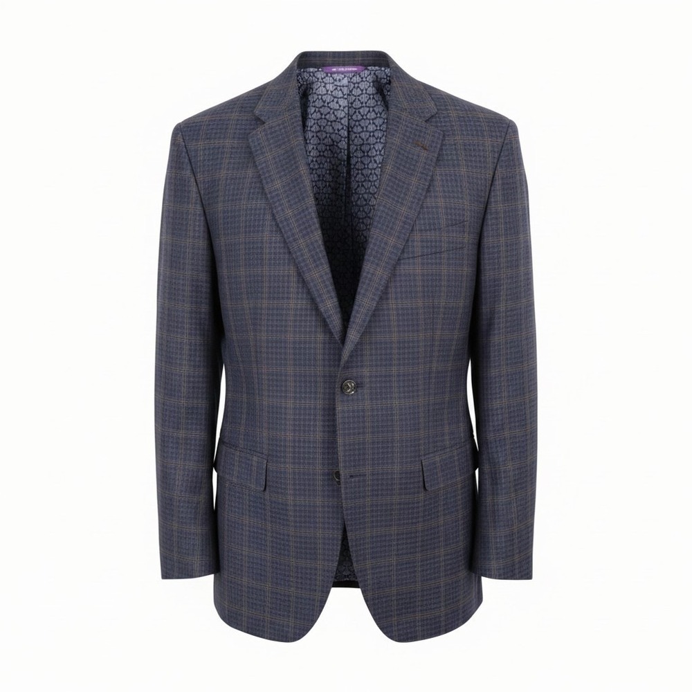 Ted Baker London Endurance Jay CT Blazer Sport Coat 44L Gray Black Brown Plaid